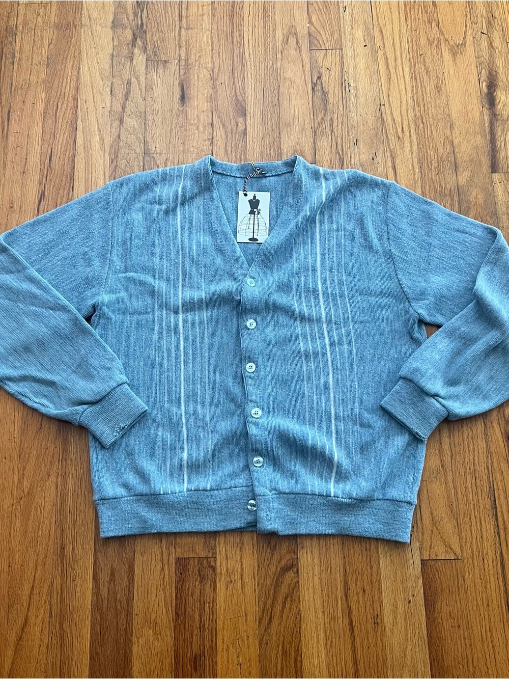 Vintage Light Blue V-Neck Button Cardigan Sweater